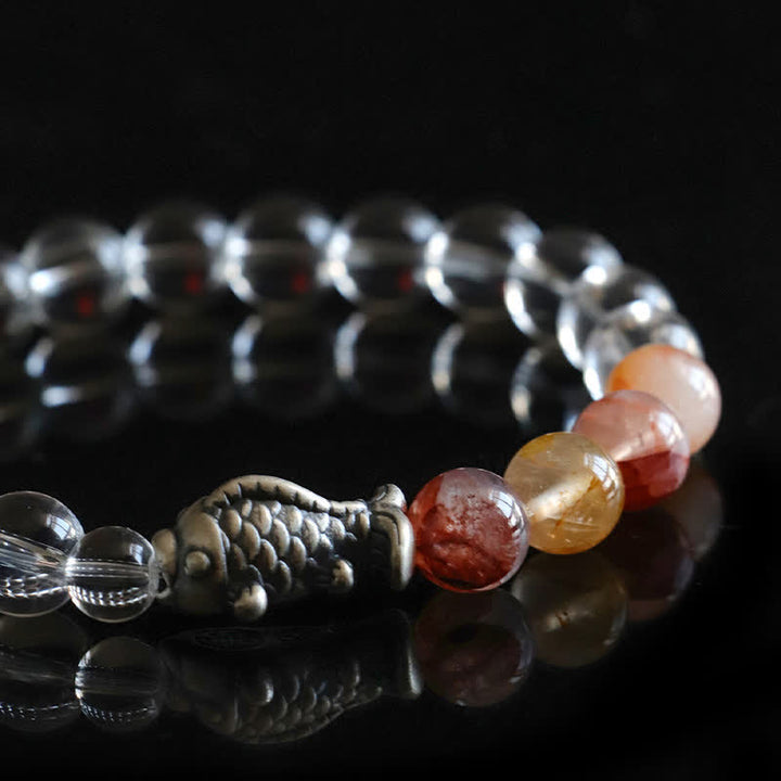 Buddha Stones Clear Quartz 999 Sterling Silver Koi Fish Protection Bracelet - image 9