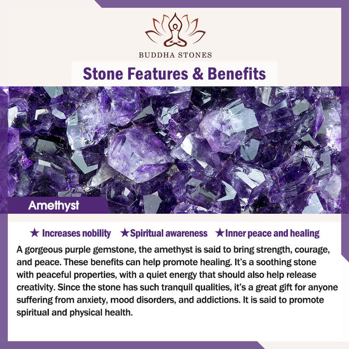 Buddha Stones Natural Amethyst Purple Agate Hematite Meditation Bracelet - image 5