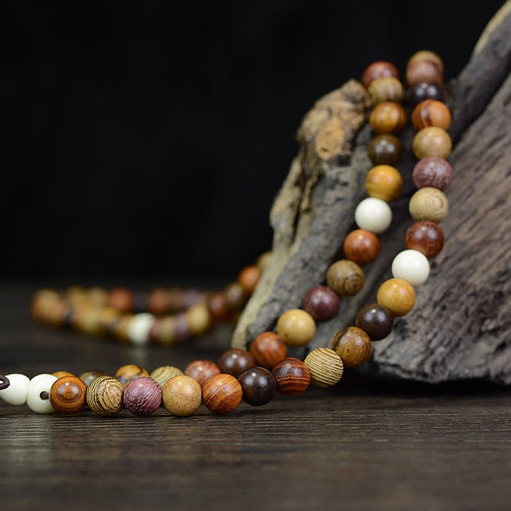 Buddha Stones 108 Beads Multi-Tone Natural Wood Calm Energy Mala - image 3