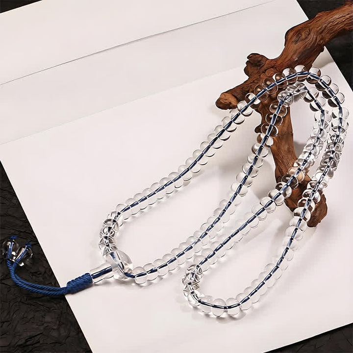 Buddha Stones Liuli 108 Flat Beads Spiral Rope Wisdom Mala - image 3