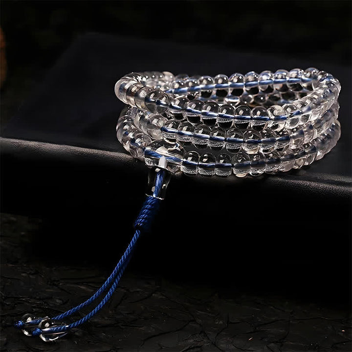 Buddha Stones Liuli 108 Flat Beads Spiral Rope Wisdom Mala - image 1