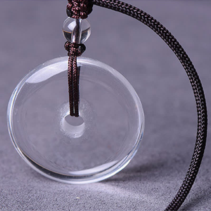 Buddha Stones Natural Clear Quartz Peace Buckle Protection Rope Necklace - image 7