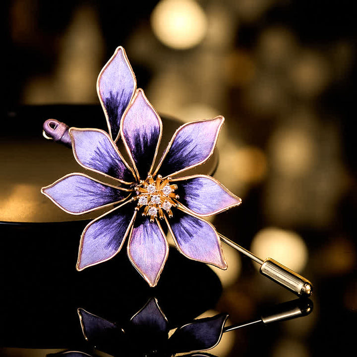 Buddha Stones Handcrafted Silk Art Velvet Flower Purple Flower Brooch - Purple Flower About 6*4cm - image 0