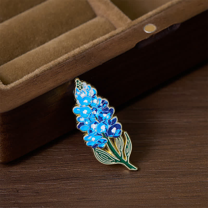 Buddha Stones Small Forget-Me-Not Corn Poppy Lily of the Valley Hydrangea Lupine Copper Brooch - image 18