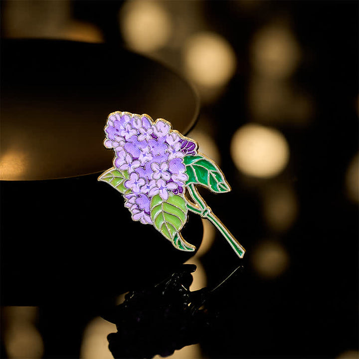 Buddha Stones Small Forget-Me-Not Corn Poppy Lily of the Valley Hydrangea Lupine Copper Brooch - Hydrangea 2*3.8cm - image 12
