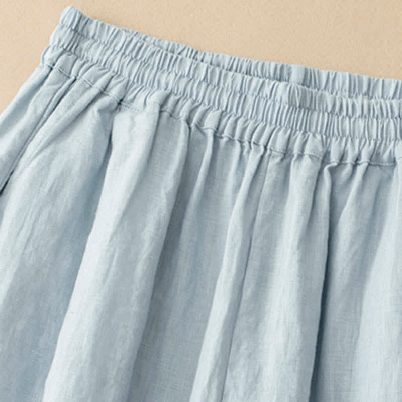 Buddha Stones Summer Linen Cotton Women's Cropped Wide Leg Pants With Pockets - image 1