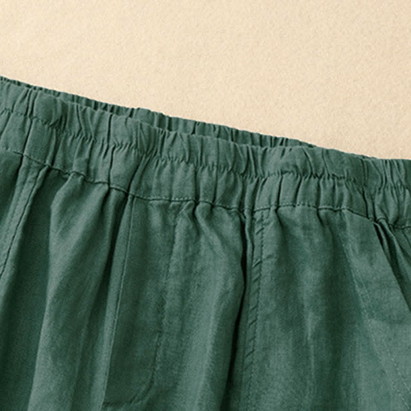 Buddha Stones Summer Linen Women's Tapered Pants With Pockets - image 1