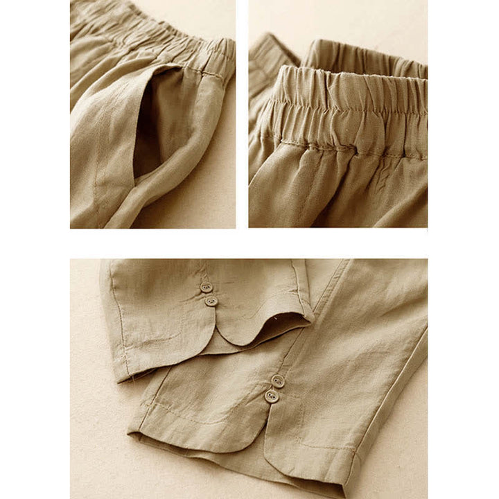 Buddha Stones Summer Linen Women's Tapered Pants With Pockets - image 7