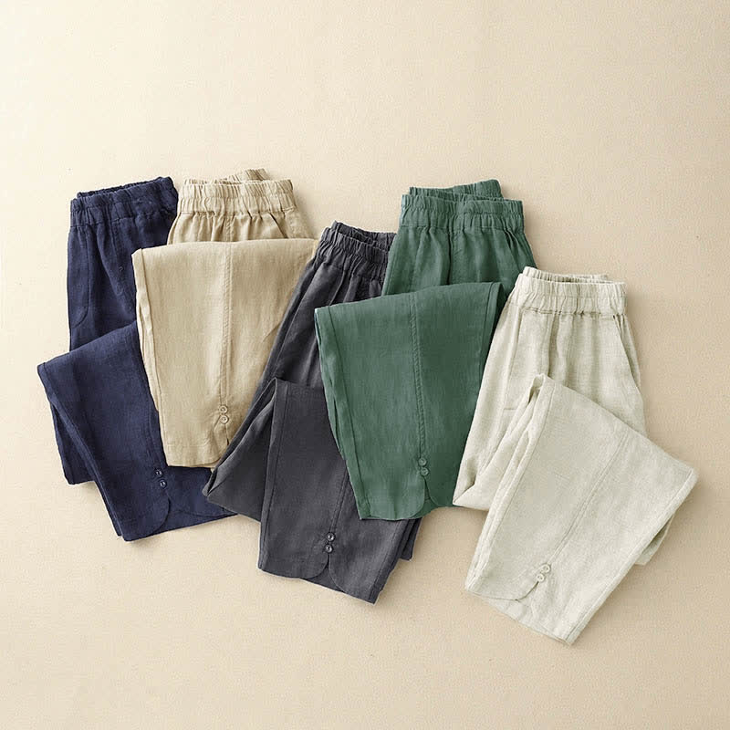 Buddha Stones Summer Linen Women's Tapered Pants With Pockets - image 23