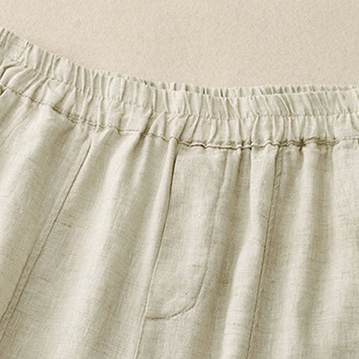 Buddha Stones Summer Linen Women's Tapered Pants With Pockets - image 12