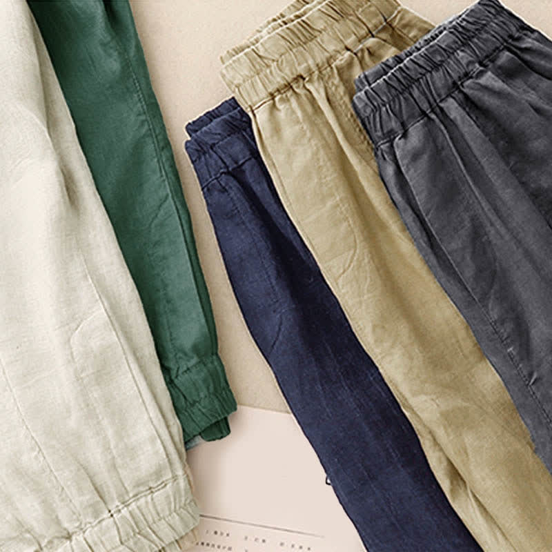 Buddha Stones Summer Linen Women's Tapered Pants With Pockets - image 22