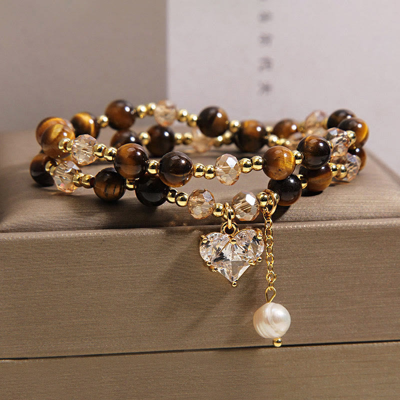 Buddha Stones Natural Tiger Eye Love Heart Double Wrap Protection Bracelet - image 5