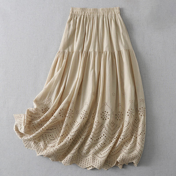 Buddha Stones Summer Boho Hollow Hem Design Solid Women's Skirts - Tan - US8-10，UK/AU12-14，EU40-42 (2XL) - image 10
