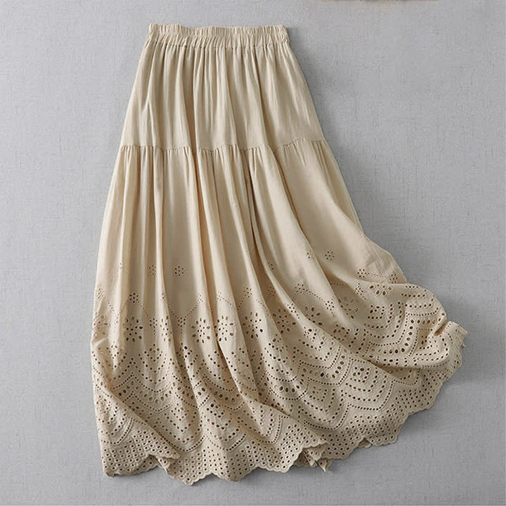 Buddha Stones Summer Boho Hollow Hem Design Solid Women's Skirts - image 11