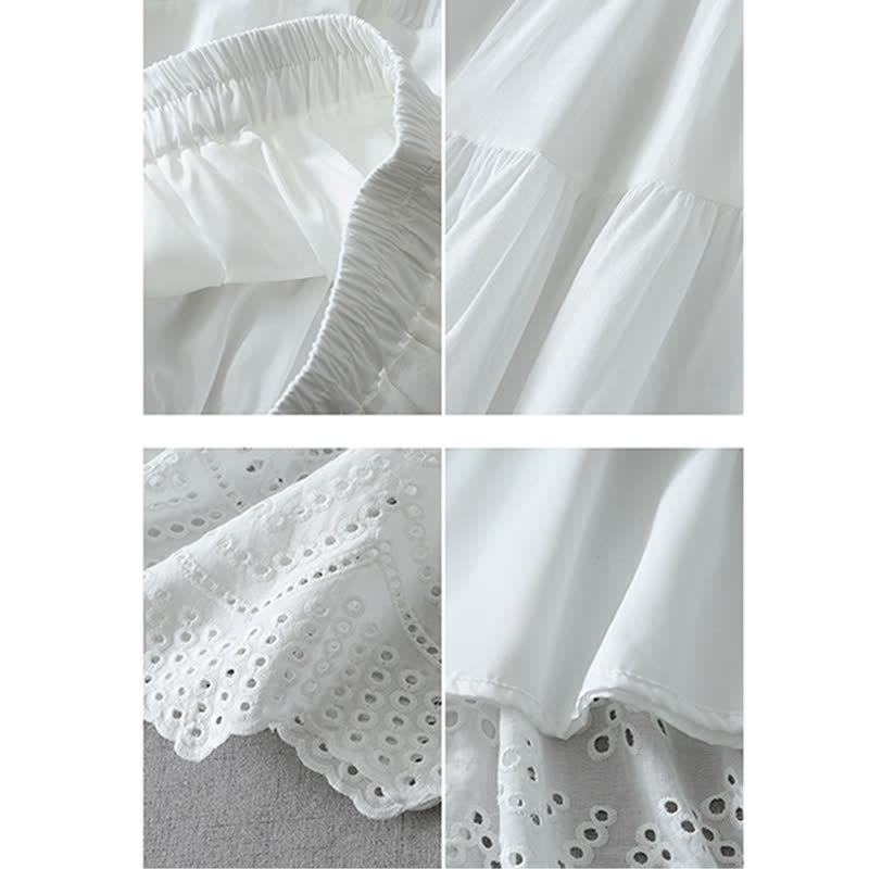 Buddha Stones Summer Boho Hollow Hem Design Solid Women's Skirts - image 9