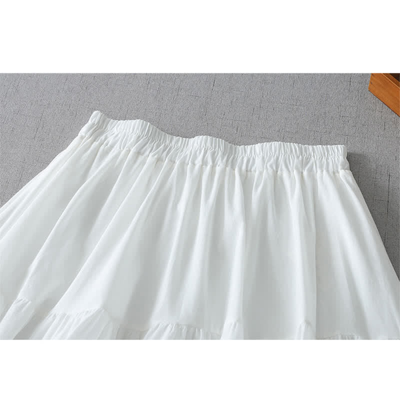 Buddha Stones Summer Boho Hollow Hem Design Solid Women's Skirts - image 2