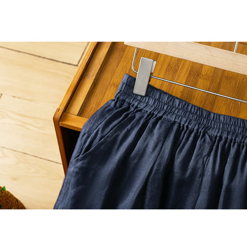 Buddha Stones Summer Boho Embroidery Solid Women's Wide Leg Pants With Pockets - image 4