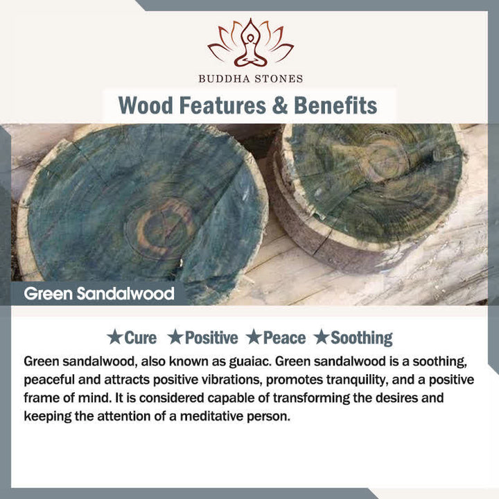 Buddha Stones Green Sandalwood Meditation Round Bead Bracelet - image 5