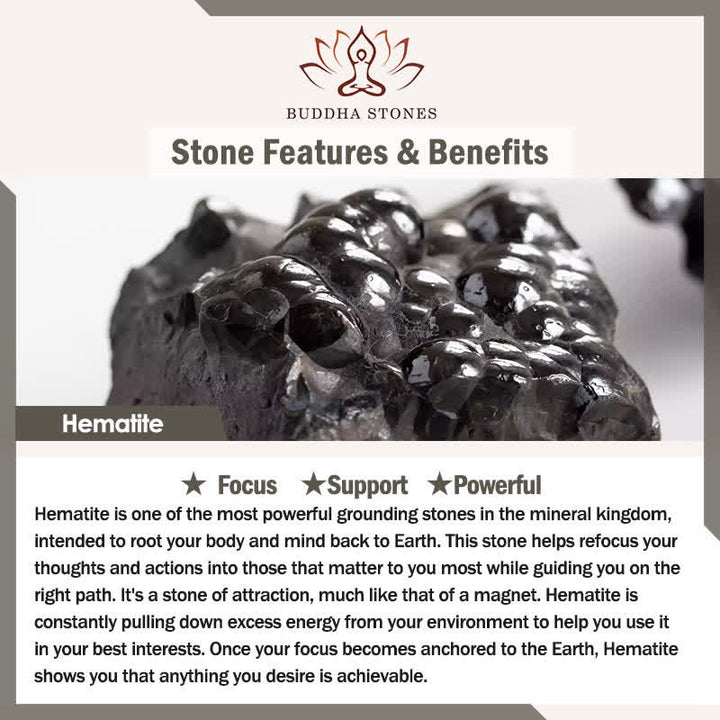 Buddha Stones Natural Amethyst Purple Agate Hematite Meditation Bracelet - image 7
