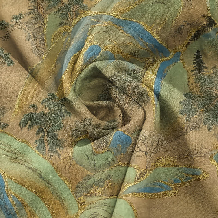 Buddha Stones Cotton Mountain Emblem Men's Short Sleeve Half Button Shirt - image 4