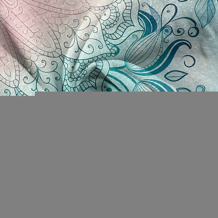 Buddha Stones Cotton Mandala Floral Emblem Men's Short Sleeve Half Button Shirt - image 2