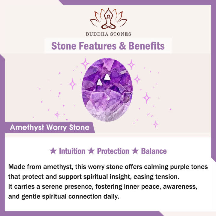 Buddha Stones Calm & Strength Natural Small Amethyst Worry Stone Balance Crystal Decor 3.5*4.5cm - image 5