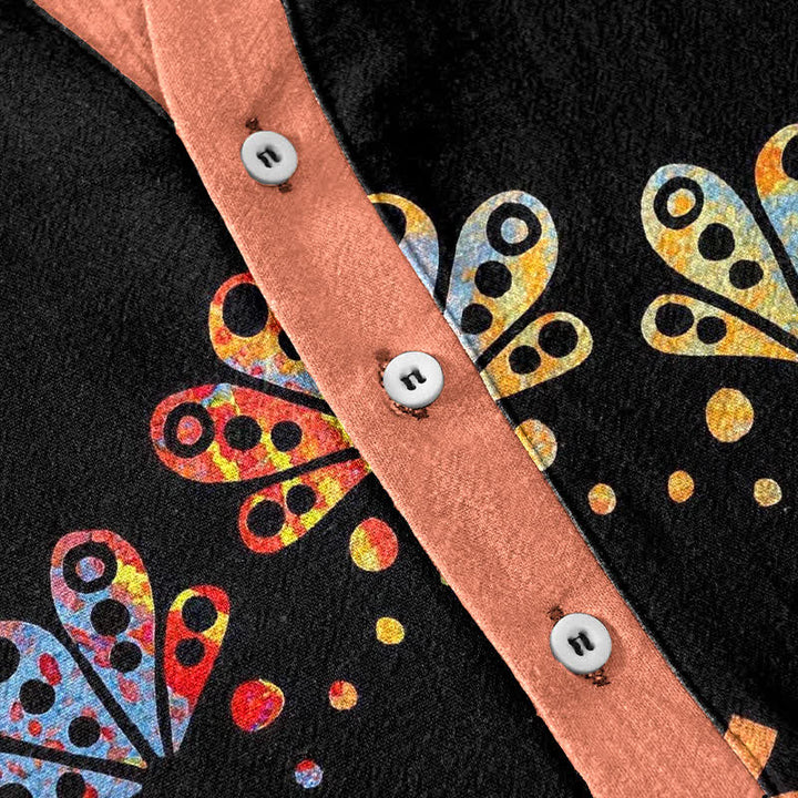 Buddha Stones Cotton Om Lotus Mandala Peacock Emblem Men's Short Sleeve Half Button Shirt - image 3