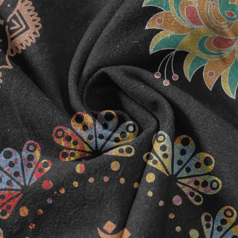 Buddha Stones Cotton Om Lotus Mandala Peacock Emblem Men's Short Sleeve Half Button Shirt - image 4