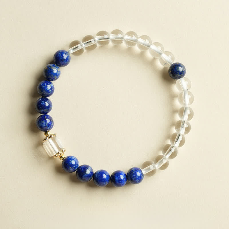 Buddha Stones Lapis Lazuli Clear Quartz Balance Beaded Bracelet - Double-wrap Lapis Lazuli(Wrist Circumference 14-15cm) - image 11