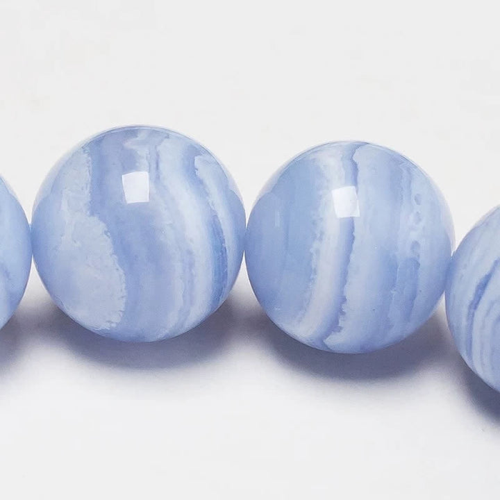 Buddha Stones Round Design Natural Blue Lace Agate Beaded Bracelet - image 5