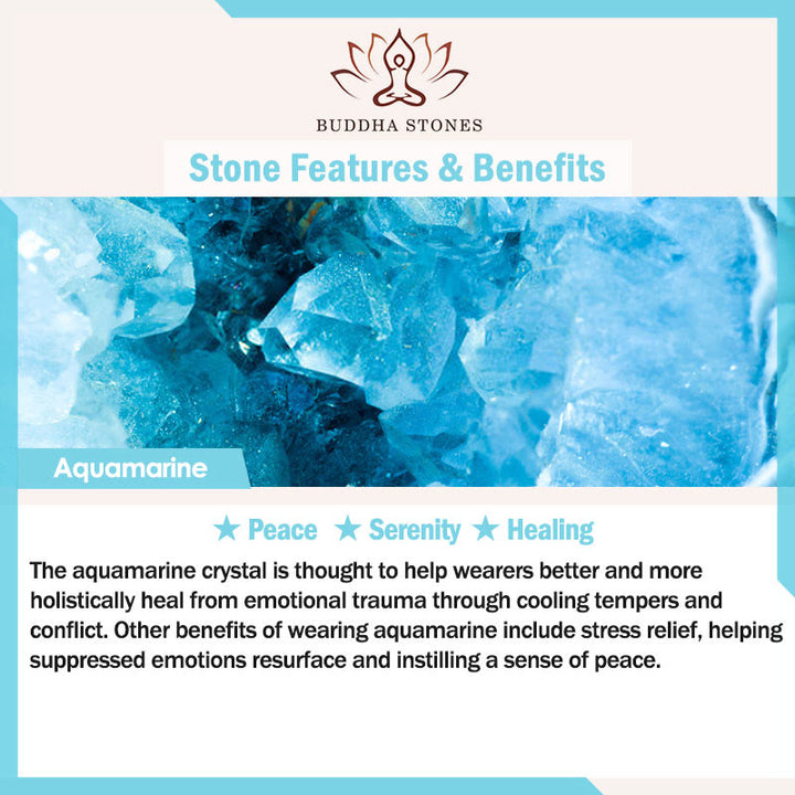 Buddha Stones Natural Aquamarine Clear Quartz Topaz Gradient Bead Healing Necklace - image 5