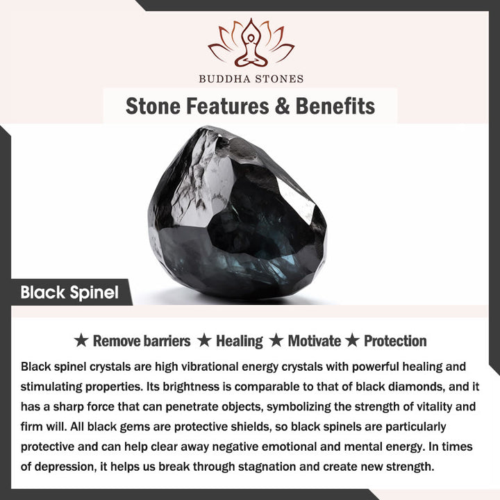 Buddha Stones Black Spinel Turquoise Beads Strength Necklace - image 3