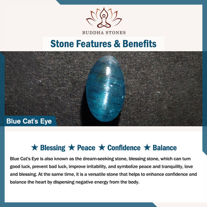 Buddha Stones Blue Cat's Eye Heart Triple Wrap Confidence Bracelet - image 6