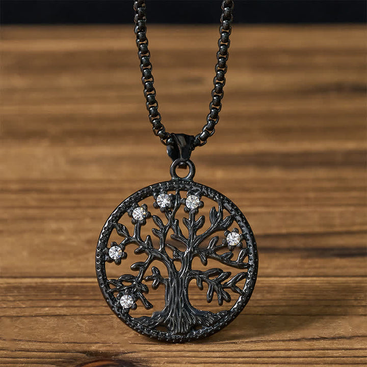 Buddha Stones The Tree Of Life Titanium Steel Creation Necklace Pendant - Black The Tree of Life - image 14