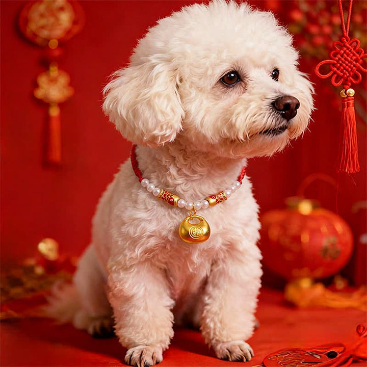 Buddha Stones Red String Plaited Koi Fish Fu Character Fortune Adjustable Cats Dogs Pet Collar - image 9