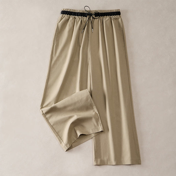 Buddha Stones Commute Drawstring Cotton Cropped Women's Wide Leg Pants With Pockets - image 5