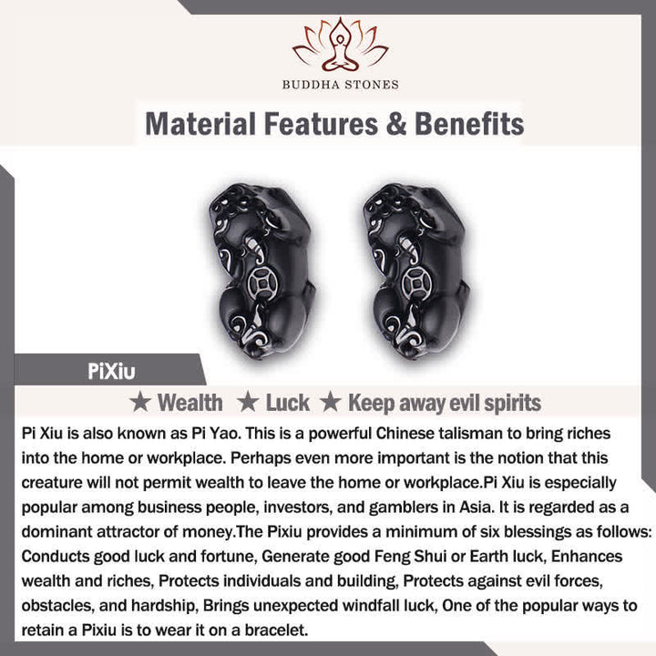Buddha Stones PiXiu Rainbow Obsidian Black Obsidian Wealth Hand Carved Bead Bracelet - image 8