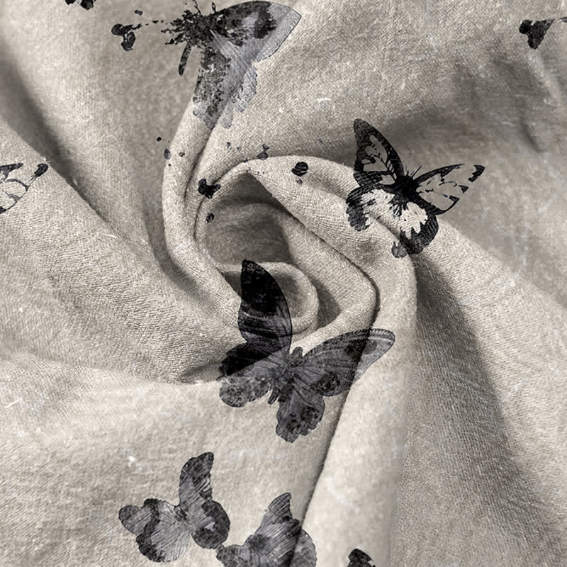 Buddha Stones Cotton Butterfly Pattern Men's Short Sleeve Half Button Shirt - image 4