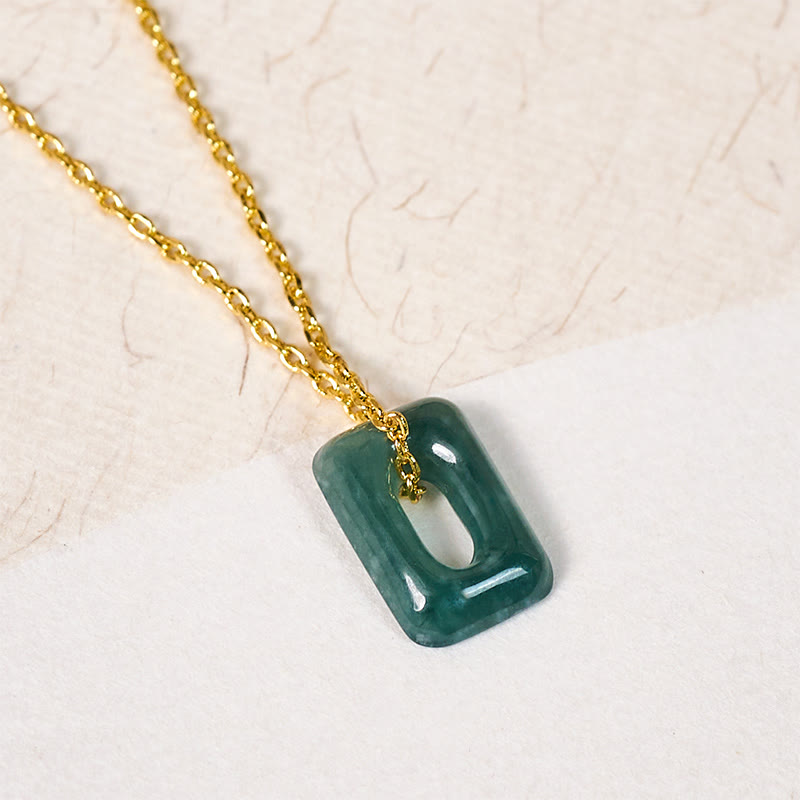Buddha Stones Mini Square Green Jade Abundance Necklace Pendant - image 3