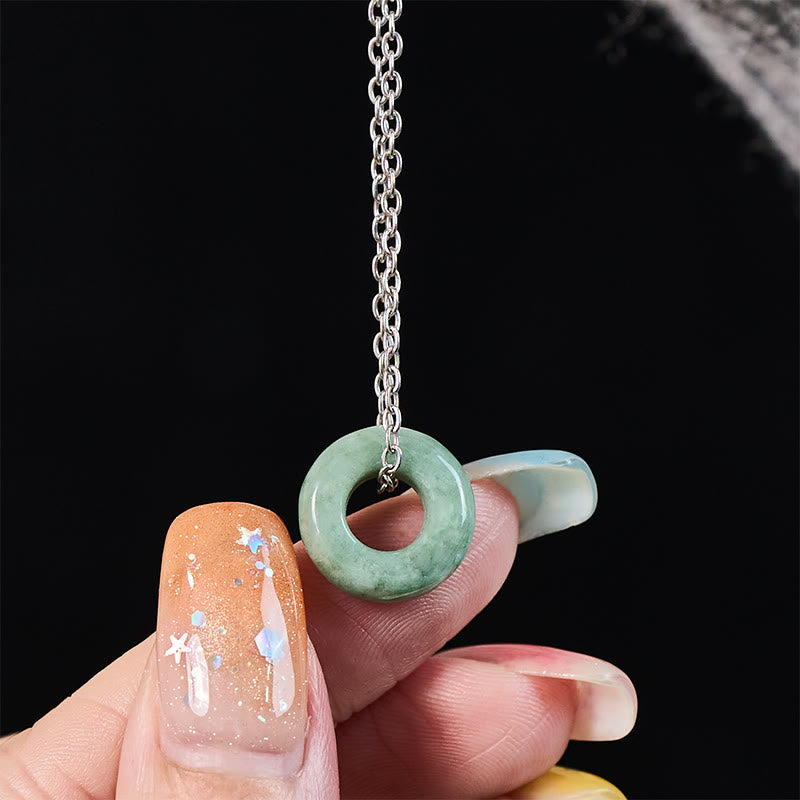 Buddha Stones Green Jade Peace Buckle Abacus Luck Necklace Pendant - image 14