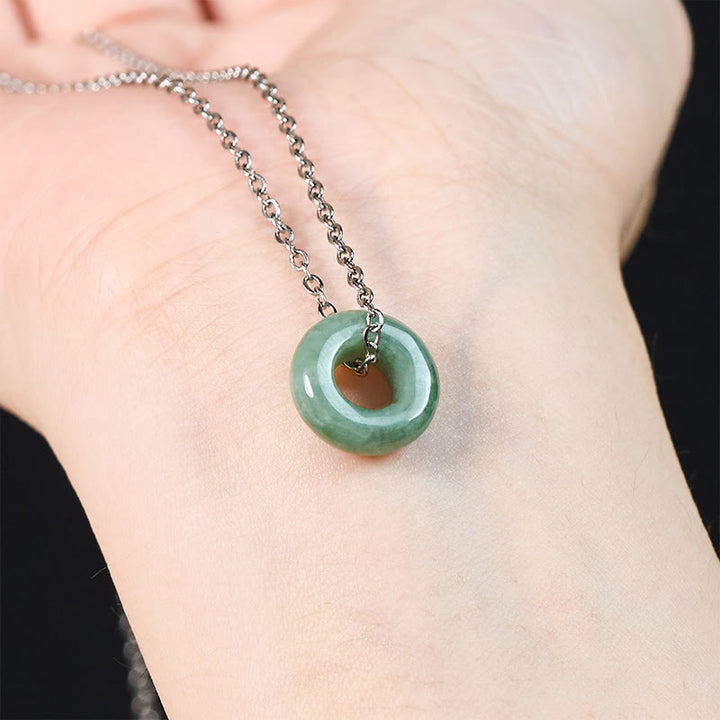 Buddha Stones Green Jade Peace Buckle Abacus Luck Necklace Pendant - image 12