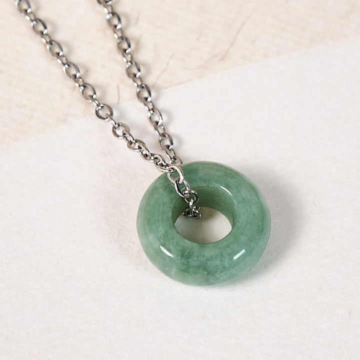 Buddha Stones Green Jade Peace Buckle Abacus Luck Necklace Pendant - image 10