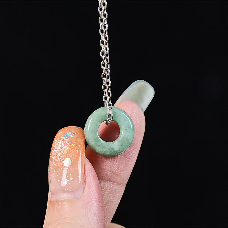 Buddha Stones Green Jade Peace Buckle Abacus Luck Necklace Pendant - image 13