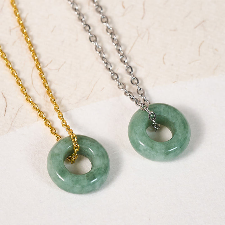 Buddha Stones Green Jade Peace Buckle Abacus Luck Necklace Pendant - image 15