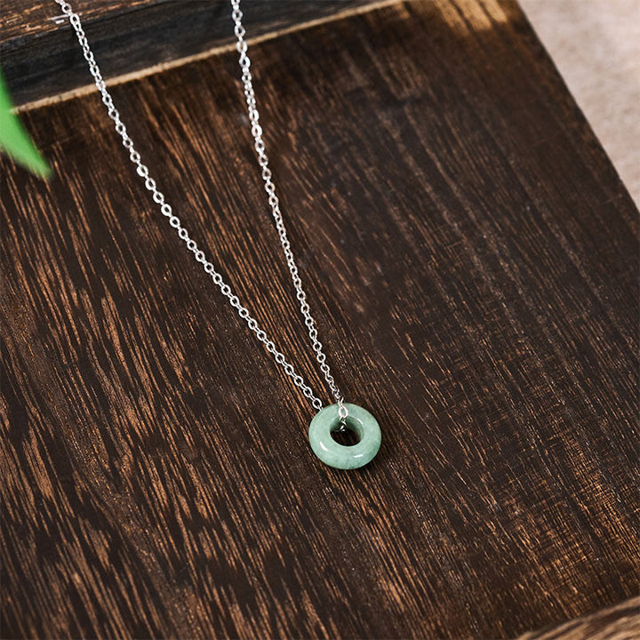 Buddha Stones Green Jade Peace Buckle Abacus Luck Necklace Pendant - image 11