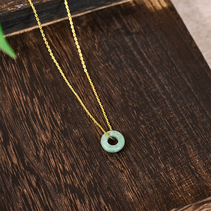 Buddha Stones Green Jade Peace Buckle Abacus Luck Necklace Pendant - image 4