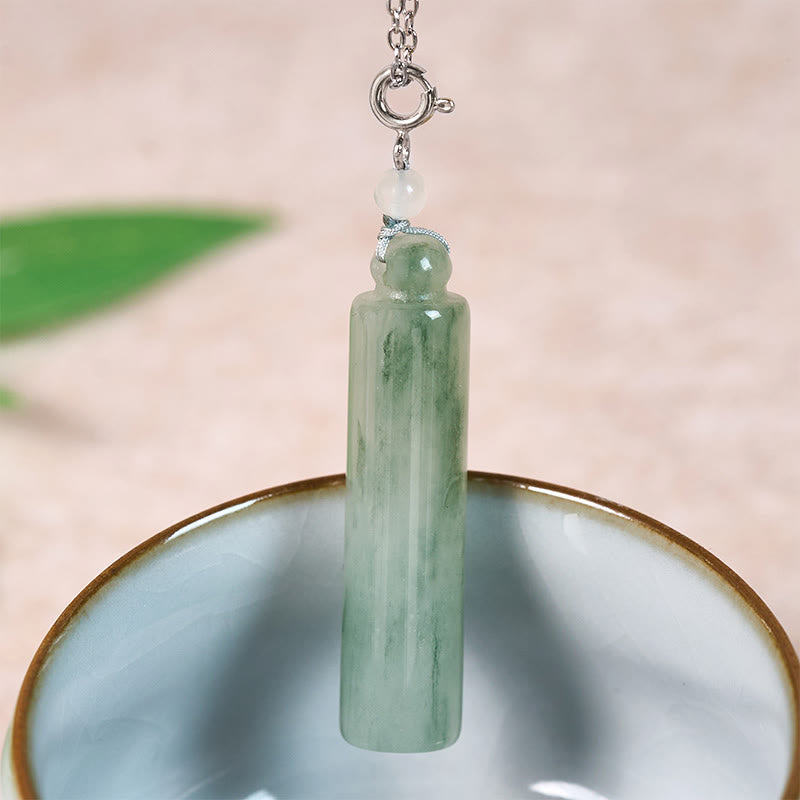 Buddha Stones Cylinder Pattern Jade Luck Necklace Pendant - image 10
