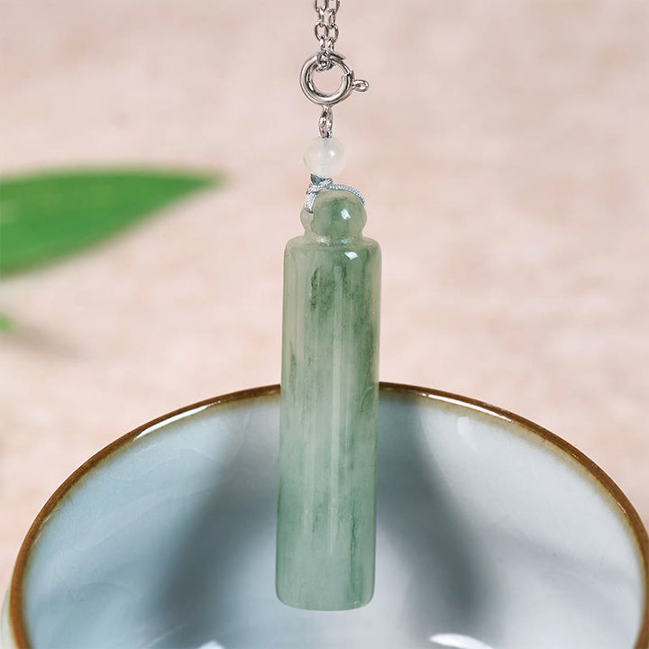 Buddha Stones Cylinder Pattern Jade Luck Necklace Pendant - image 10