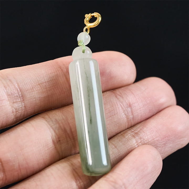 Buddha Stones Cylinder Pattern Jade Luck Necklace Pendant - image 8
