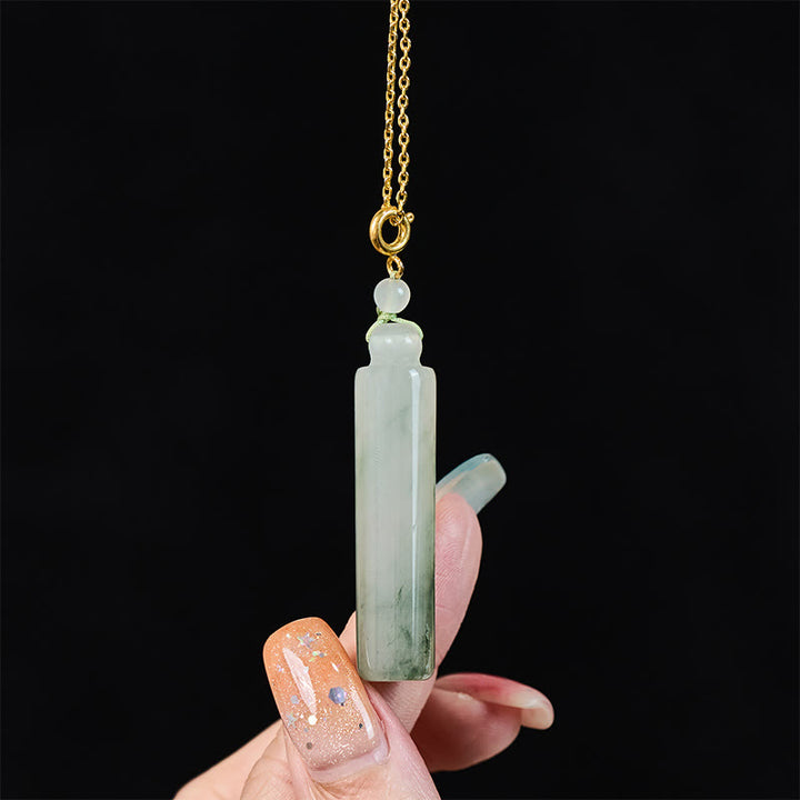 Buddha Stones Cylinder Pattern Jade Luck Necklace Pendant - image 6